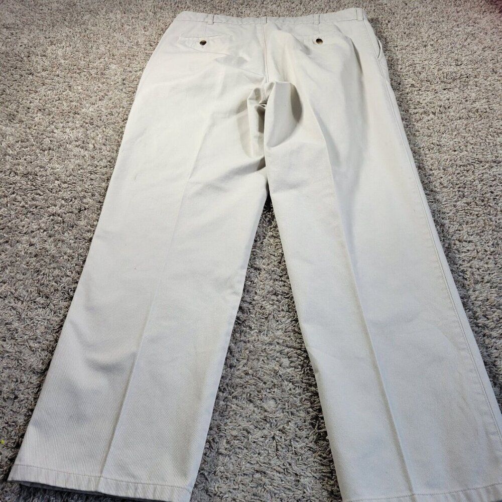 Lot St Johns Bay Pants Mens 38x32 Tan Worry Free Straight Pleated Casual Work - Picture 7 of 9